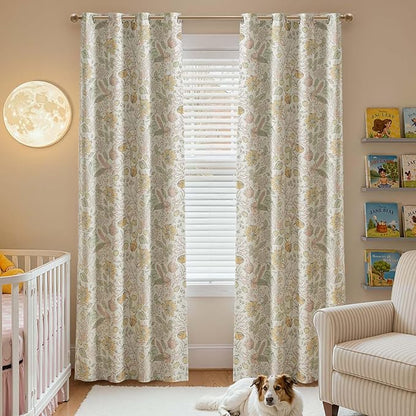 jinchan Nursery Curtains 95% Blackout Yellow Floral Curtains for Girls Room, 84 Inch Length Farmhouse Drapes for Bedroom Living Room Darkening Window Treatment Fall Decor Grommet Top Set of 2 Panels