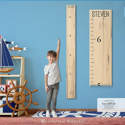 Farmhouse Style Wooden Kids Growth Chart Ruler for Boys and Girls