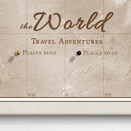 Canvas World Map with Cork Pin Board - English Lettering - Decorative Wall Decoration for All Rooms - Canvas Pictures with World Map Motif (150x100 cm, Pattern 17)