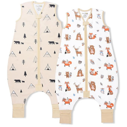 Mama Cheetah Toddler Sleep Sack with Feet 4T-5T, 0.5 TOG Organic Cotton Baby Wearable Blankets with Legs, Baby Sleeping Bag for Walkers, Early Walker X-Large