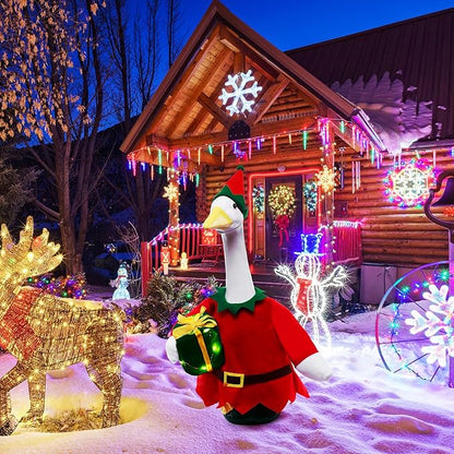 Christmas Toy Soldier Style Porch Goose Outfits,2 Pcs/Set Goose Clothes with Pointed Hat and Gift Box Fits 23" Lawn Goose Statue,Red Christmas Outdoor Goose Costume,Yard Patio Garden Xmas Decor