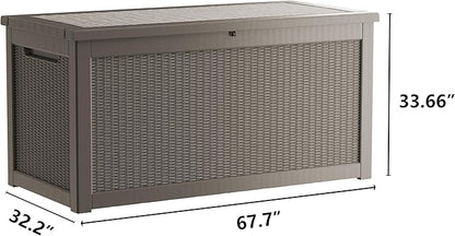 320GAL Brown High - End Wicker - Textured Outdoor Deck Box with Lock Hole - Waterproof, SGS - Certified UV Protection, Exquisite Storage for Luxury Patio Decor and Premium Outdoor Cushions