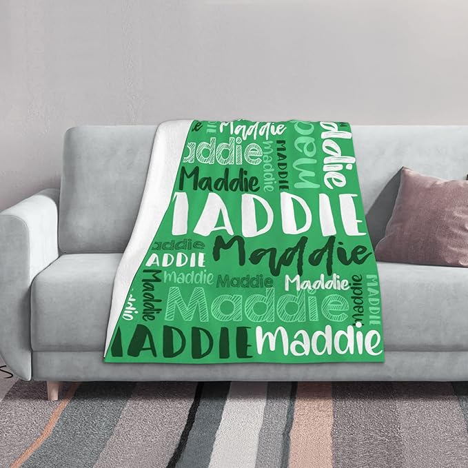 Personalized Blankets With Name Customized Baby Blankets for Girls Boys Adults Monogrammed Blankets and Throws Christmas Birthday Mothers Fathers Valentines Day Gift (Medium Sea Green,30''×40'')