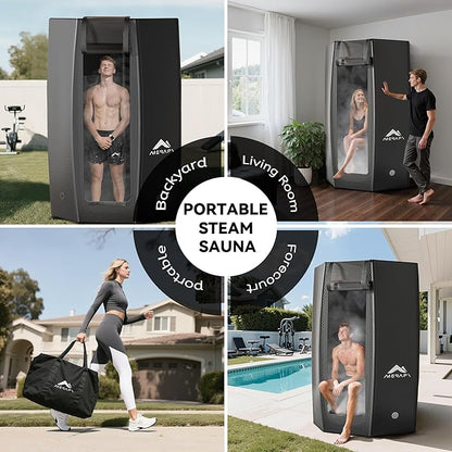 Merapi Premium Portable Inflatable Sauna - Professional Brushed PVC (44.97lbs), Sets Up in 3 Mins, More Portable Than Wood Saunas/More Durable Than Oxford Fabric, for Home SPA/Gym/Travel