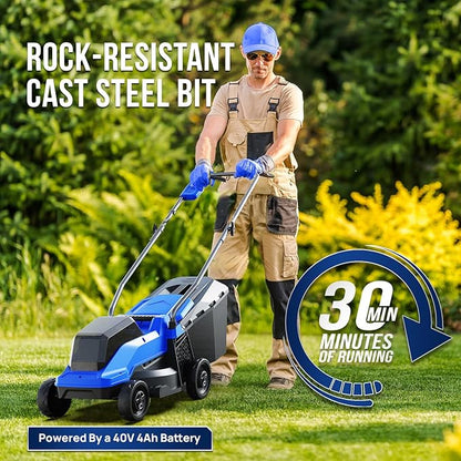 Wild Badger Power 40V 14" Cordless Lawn Mower, Up to 1600sq.ft, Brushless Motor, 5 Height Settings, Bagging & Mulching, Quick-Fold, 4.0Ah Battery & Fast Charger Included