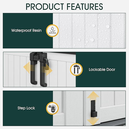 NUNU LAB Outdoor Storage Cabinet 36 Cu.Ft Garden Storage Shed Waterproof Lockable for Garden Hoses, Generator, and Lawn Mower