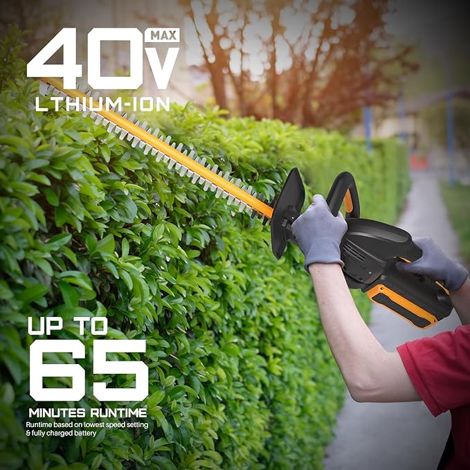 40V 21.6" Battery Hedge Trimmer, 0.7" Cutting Diameter Cordless Hedge Trimmer, Dual Action Blade Power Hedge Trimmers, Electric Hedge Trimmer with Battery & Charger Included