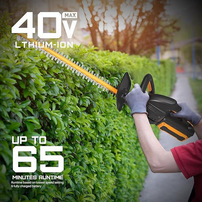 40V 21.6" Battery Hedge Trimmer, 0.7" Cutting Diameter Cordless Hedge Trimmer, Dual Action Blade Power Hedge Trimmers, Electric Hedge Trimmer with Battery & Charger Included