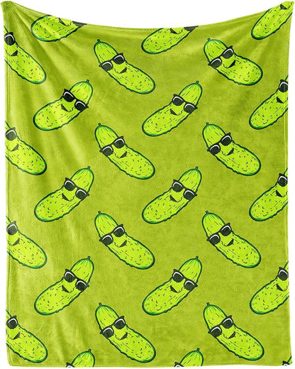 Pickle Throw Blanket for Baby - 30x40 Inches Lap Size - Soft Fluffy Cozy Blankets Gift - Green Funny Blanket Throws for Couch, Work