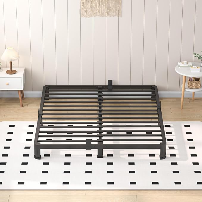 4 Inch King Heavy Duty 3500 lbs Bed Frame with Round-Corner Legs & Anti-Squeak Design – Quick Assembly Metal Platform, No Box Spring Needed