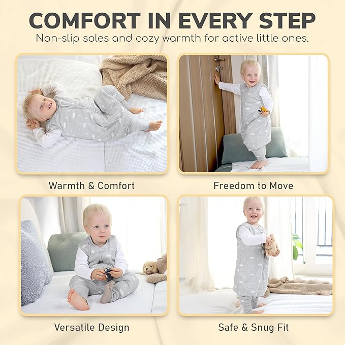Mama Cheetah Toddler Sleep Sack with Feet 3T-4T, 1.0 TOG Organic Cotton Baby Wearable Blankets with Legs, Baby Sleeping Bag for Walkers, Early Walker Large