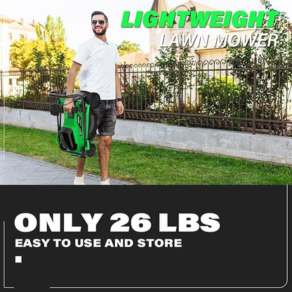 SOYUS Lawn Mower Cordless, 13 Inch 20V Electric Lawn Mowers with Brushless Motor, 5-Position Height Adjustment, 4.0Ah Battery & Charger Included
