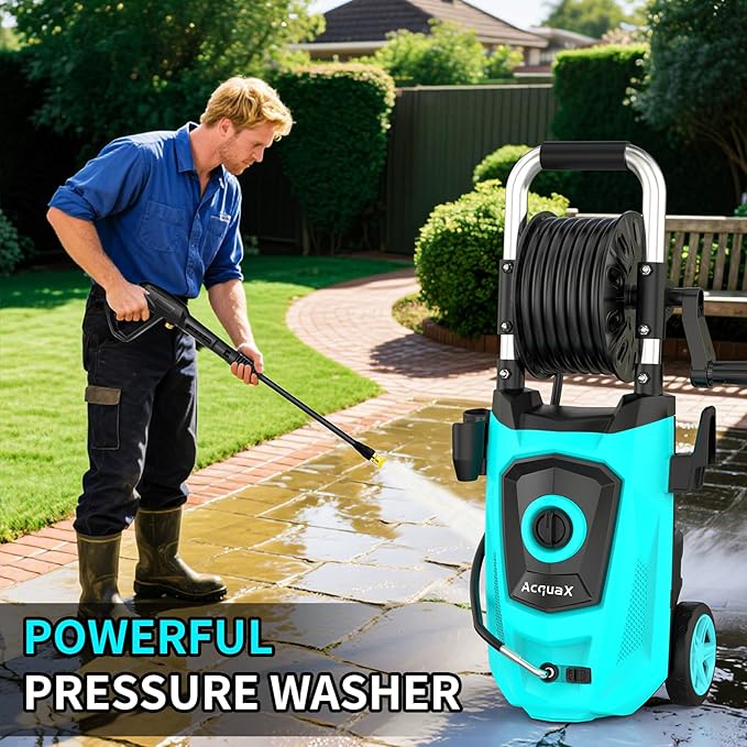 Pressure Washer, Power Washer High Pressure Cleaning Machine with 20FT Hose 35FT Cord Foam Cannon and 4 Nozzles for Clean Cars Fences Home Patio Driveway