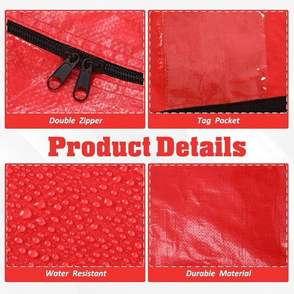 4 Pcs 176 Gallon Large Moving Bags with Zipper and Handles Foldable Storage Duffle Bags Heavy Duty Extra Large Totes for College Dorm Travel Clothes Blankets Bedding Moving (Red)