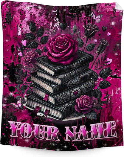 Personalized Book Lovers Gifts for Girls - 40" x 50" Reading Blanket Decor for Kids - Plush Soft Flannel Throw for Birthday