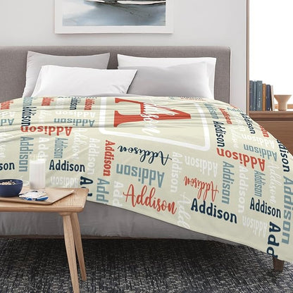 Dr.TOUGH Name Blanket Personalized Blanket for Adult Kids Flannel Customized Personalized Blankets and Throws