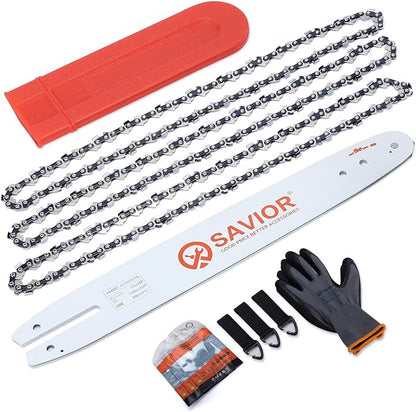 Savior 14 Inch Chainsaw Bar and S50 Chain Combo, 3/8"LP Pitch .050" Gauge 50 Drive Links Replace Oregon 105667 140SDEA074 Bar, Fit Stihl MS170, MS180, MS180C and More(3 Chains + 1 Bar)