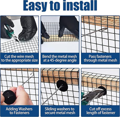 6in x 120ft Solar Panel Bird Mesh Black PVC Coated Steel Solar Panel Bird Guard Proofing| 80 Fastener Clips Prevents Birds, Pigeons, and Critter Guard from Getting Under The Solar Panels