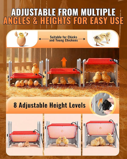 Chicken Brooder Plate, Smart Chick Heat Brooder Adjustable Temperature with LCD Display, 50W Chick Heater with 3-Sided Panels, 10"x10" Coop Accessory for Chicken Coop, Ducklings
