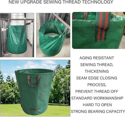 Reusable Yard Waste bags,Collapsible Leaf Bag with Gardening Gloves,Yard Debris Collapsible Bag With 4 Handles, for Leaves, Lawn Debris & Grass Clippings (14Gallon)