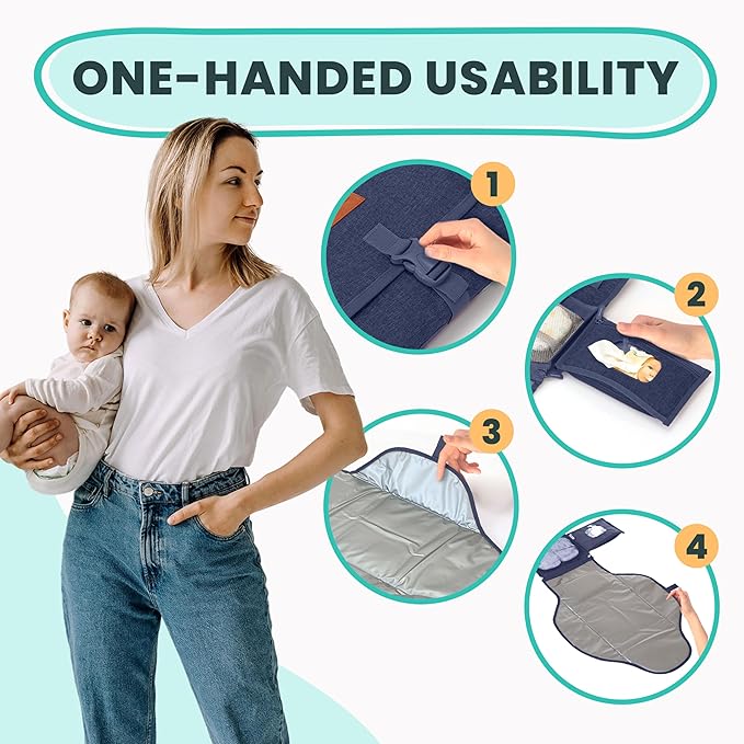 Portable Changing Pad for Baby, Travel Diaper Changing Pad for Newborn, Large Waterproof Baby Changing Mat, Foldable & Detachable Diaper Changing Station with Baby Wipes Pockets Baby Stuff by Pillani