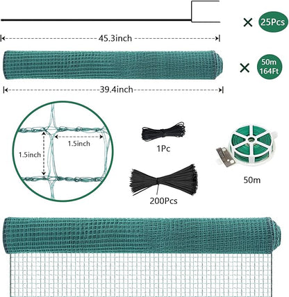 SUNYRISY Garden Mesh Fence Temporary Safety Fencing, 40in x 164ft Garden Fence Animal Barrier with Steel Stakes, Fencing Netting for Construction Backyard Chickens Dog Poultry Deer