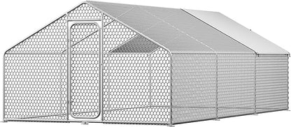 Large Metal Chicken Coop,19.7'L x 9.8'W x 6.6'H Chicken Run,Walk in Chicken Pen with Cover for Yard,Large Poultry Cage for Duck Rabbit