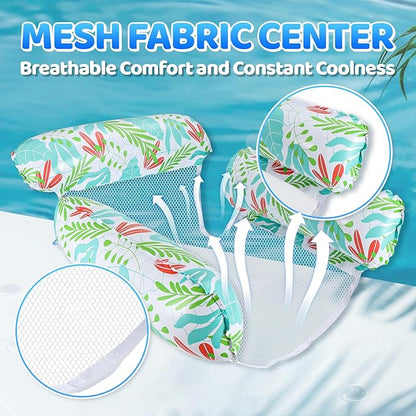 Inflatable Pool Floats for Adults, 2-Pack Multi-Purpose Pool Hammock Floating Chairs, Heavy Duty PVC Material, Water Floats for Swimming Pool, Beach, Summer Pool Toys Party Gifts