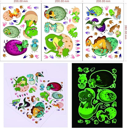 Glow in The Dark Dinosaur Wall Decals for Kids Room, Removable Footprints Baby Nino Vinyl Stickers, Nursery Decoration Classroom Gift for Boy Toddlers