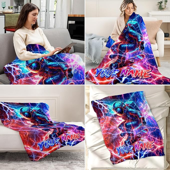 Personalized Boys Throw Blanket Gifts Planet Blankets for Kids 3-5, Toddler - Cozy Fuzzy Flannel Throws for Couch, Sofa & Travel