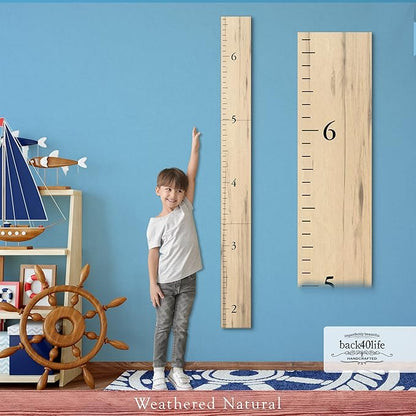 Farmhouse Style Wooden Kids Growth Chart Ruler for Boys and Girls