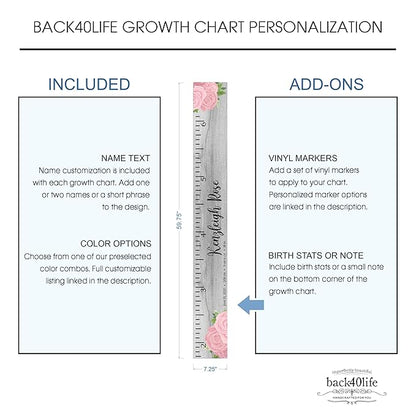 Wooden Kids Growth Chart Ruler for Boys and Girls (Haley)