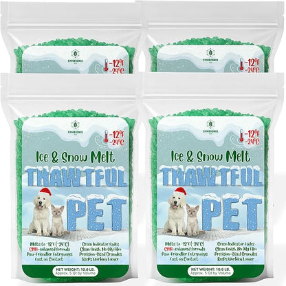 Thawtful Pet Safe Ice Melt – Pet Friendly Ice Melt, Snow Melt – Green Granules with CMA, Melts to −12°F (−24°C) - Driveway Salt & Sidewalk Salt for Ice (20 qt. - 42.6 lb.)