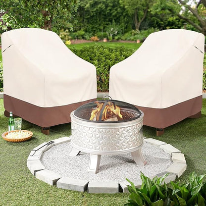 okcool Patio Adirondack Chair Cover 2 Pack,Waterproof Heavy Duty Outdoor Chair Covers,Patio Adirondack Chair Cover for Outdoor Chair,(35 W x 37 D x 36 H inches),Beige & Brown