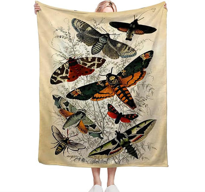 Moths Blanket Throws Moth Gifts Moths Lovers Throw Blanket for Women Men Kids Adults Soft Warm Cozy Fleece Blanket for Couch Sofa Bed 60"x50"