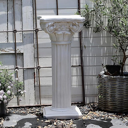 Decorative Roman Column Pedestal,MGO Cement with Fiber, Classical Garden Pillar, Indoor Outdoor Decor, Wrap Foam Safely Delivered from Local Warehouse (White, 31.5IN)