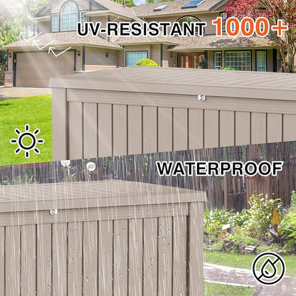 EasyUp 180 Gallon Deck Boxes Waterproof, Outdoor Large Storage Boxes with Lids, Outside Resin Storage Box & Deck Boxes for Patio, Garden Use(Gray)
