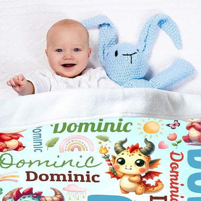 Personalized Custom Dragon Preschool Blanket Gifts for Baby Toddler Kids Boys Girls - Customized Dragon Super Soft Lightweight Flannel Sheets Decor for Crib Nap Couch - 30"x40" for Baby/Pets