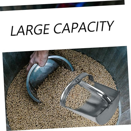 1pc Galvanized Feed Scoop Heavy Duty Handle Capacity Breeding Feed Shovel