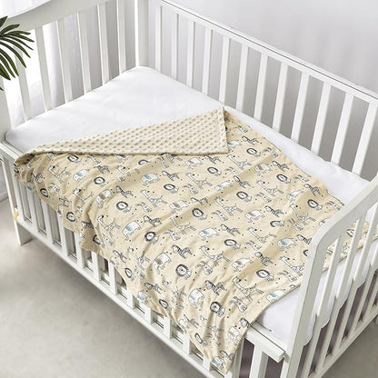 CREVENT Cozy Soft and Warm Mink Baby Blanket, Gift Packing with Ribbon for Newborn Infant Toddler's Crib Cot Stroller, for All Season Use (30"X40" Zoo)