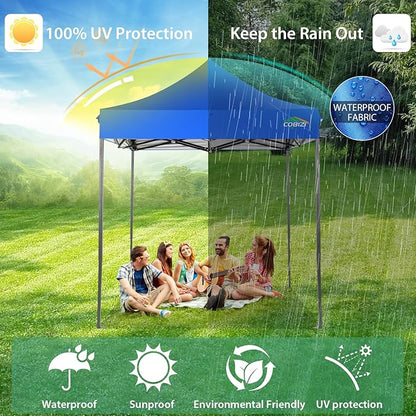 COBIZI 6.6x6.6 Pop Up Canopy Without Sidewall,Heavy Duty Canopy UPF 50+ All Season Wind Waterproof Commercial Outdoor Party Tents for Parties Canopy Gazebo with Storage Bag(6.6 x 6.6 ft Blue)