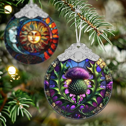 Scottish Thistle Stained Glass Orament - Christmas Ornament - Christmas Decorations for Tree - Holiday Present ldeas - Gift Exchange