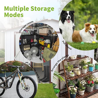 12x10FT Heavy-Duty Metal Storage Shed, Extra-Large Outdoor Shed with Apex Roof, Steel Vents & Hinged Door, Includes Free Padlock for Secure Tool & Equipment Storage (Easy Assembly)