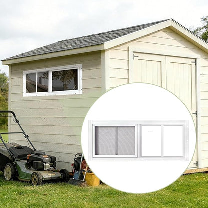 2 Pack Shed Windows, 10"x 23" White Sliding Window Suitable for Chicken Coop, shed, Household, Barn - Transom Window with Tempered Glass and Fiberglass Screen (WH,10''x 23'')