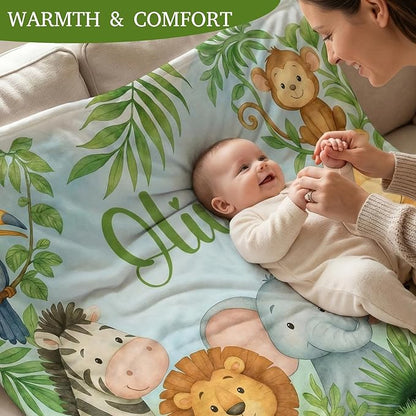 Personalized Baby Blanket with Name, Custom Soft Flanne Blanket for Kisd, Toddlers, Personalized Baby Gifts for Infant Newborn Shower