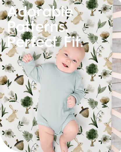 Crib Sheet Netural, Premium Soft Safari Jersey Knit Fitted Crib Sheet, Crib Mattress Sheet, 28''x52''x9'' Extra Deep Pocket