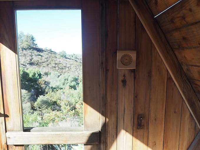 HSE Cedar Sauna Thermometer - Mechanical Thermometer with Minimalist Design and Glass Dials