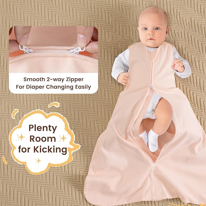 PHF Soft Baby Sleep Sack 18-24 Months 100% Organic Cotton Wearable Blanket, 2-Way Zipper 0.5 TOG Toddler Sleeping Sack 3 Pack, Comfy Sleep Bag for Baby Boys Girls, Lemon (X-Large)