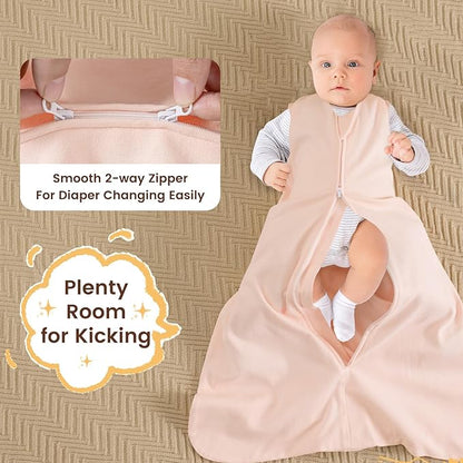 PHF Soft Baby Sleep Sack 18-24 Months 100% Organic Cotton Wearable Blanket, 2-Way Zipper 0.5 TOG Toddler Sleeping Sack 3 Pack, Comfy Sleep Bag for Baby Boys Girls, Lemon (X-Large)