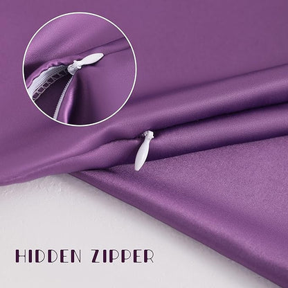 NTBAY Zippered Silk Satin Toddler Pillowcases - 2 Pack Hidden Zipper 13x18 Pillowcases - Luxury and Silky Baby Travel Pillow Covers, Purple